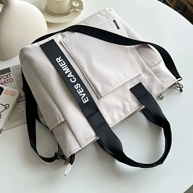 Canvas Tote Bag, Fashionable Single Handbag Shoulder Bag For women messenger Bag, Hand Carry Bag, Duffel Bag with Zipper Closure - view 2