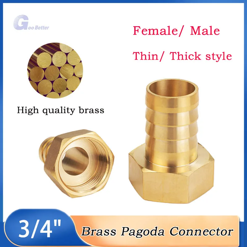 

Толстый стиль, соединитель пагоды, соединитель для шланга, резьба для шланга, мужские/женские латунные фитинги для водопроводных труб, 1 шт., BSP, длина 3/4 дюйма, 8 ~ 25 мм