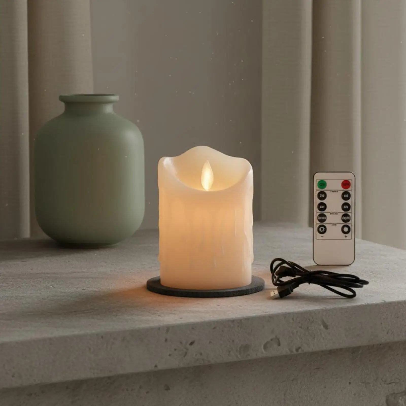 LED Candle for Use as a Swinging Pillar Candle, Adjustable Brightness