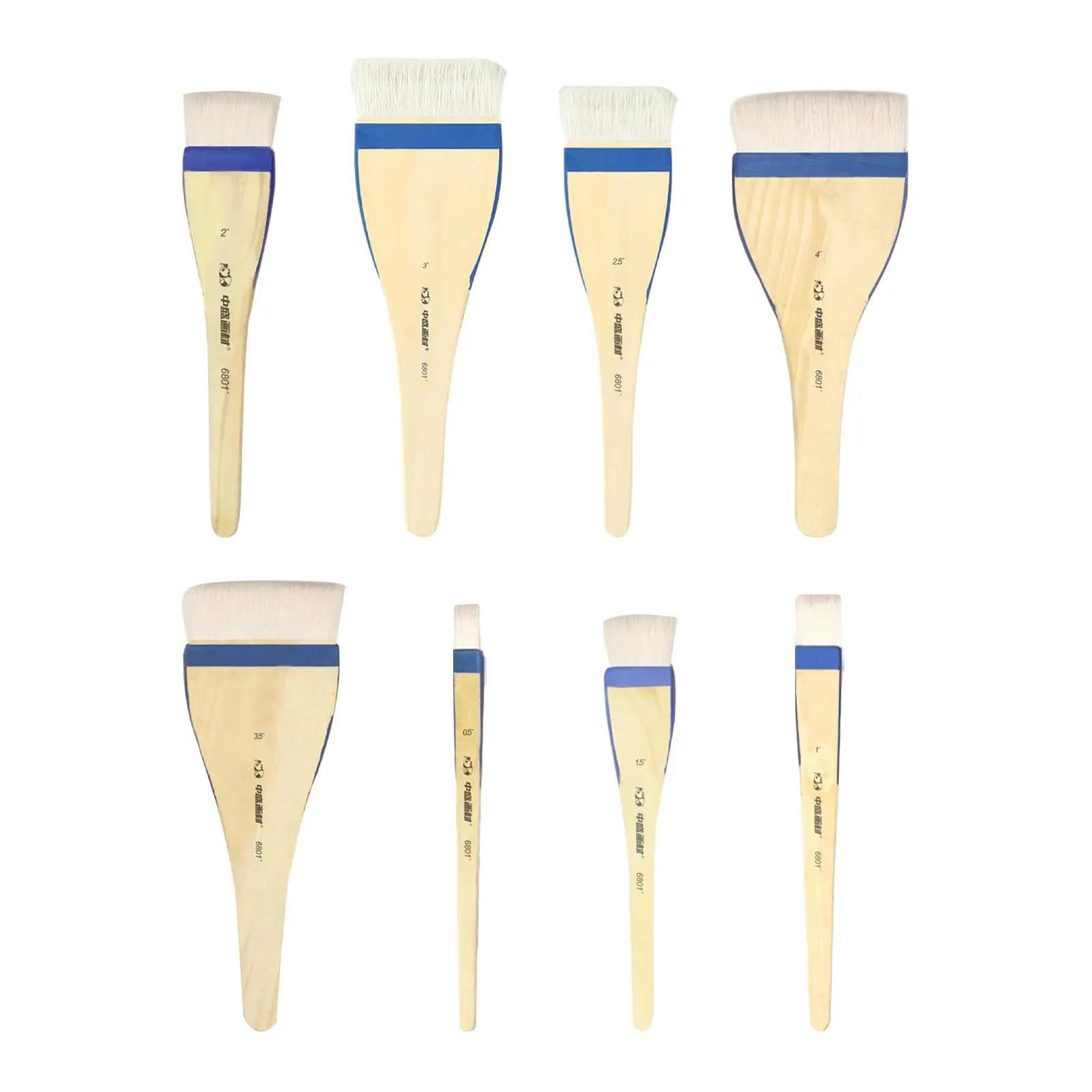 8Pcs Goats Hair Watercolor Paint Brush Wood Hake Painting Brushes for Water