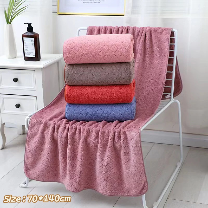 70x140cm Thick Coral Fleece Bath Towel Face Towel Super Absorbent Soft Household Bathrobe Spa Beath Towel