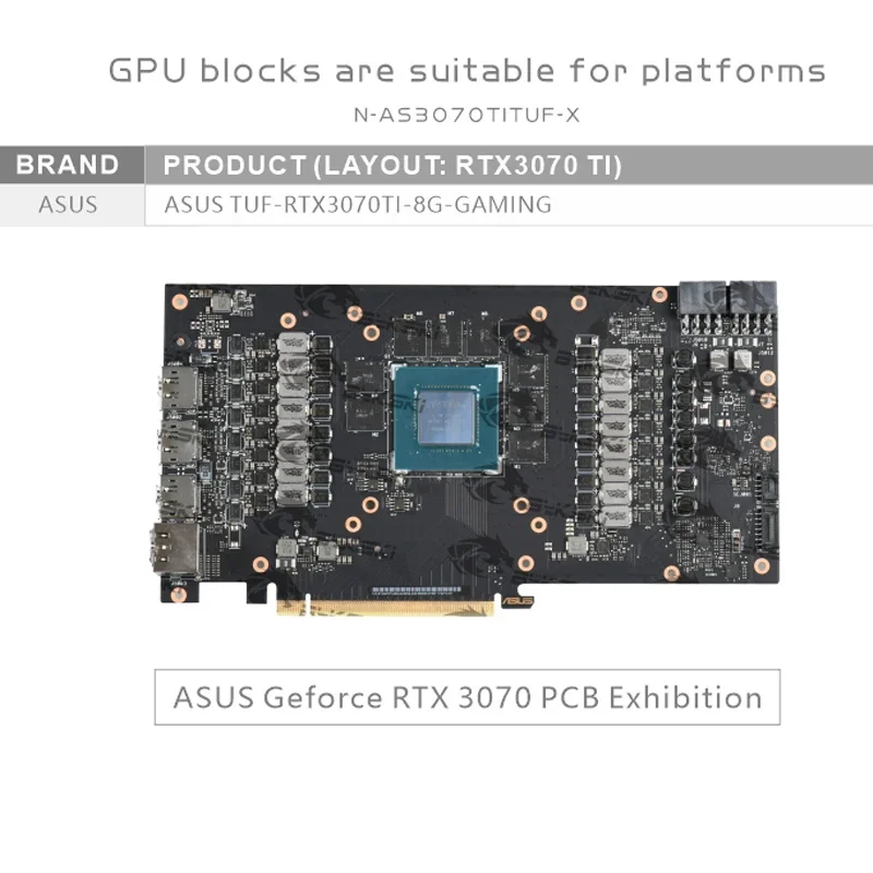 Bykski GPU Water Block for ASUS TUF RTX 3070Ti 8G GAMING Graphics Card Cooled/with Backplane Radiator Coolling N-AS3070TITUF-X