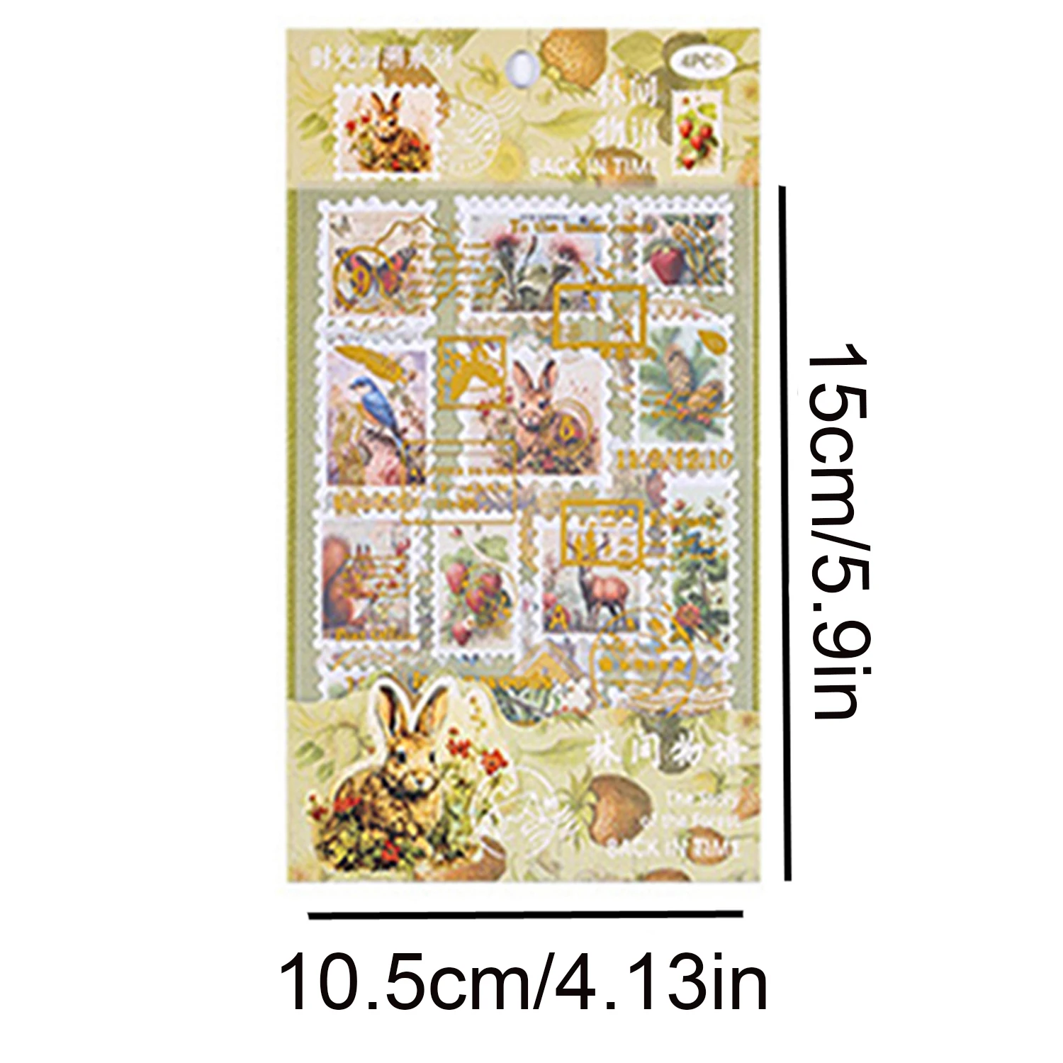 4pcs Vintage Stamp-shaped Transparent Stickers, House Pattern Waterproof PET Stickers, For Stationery And Journal Decoration