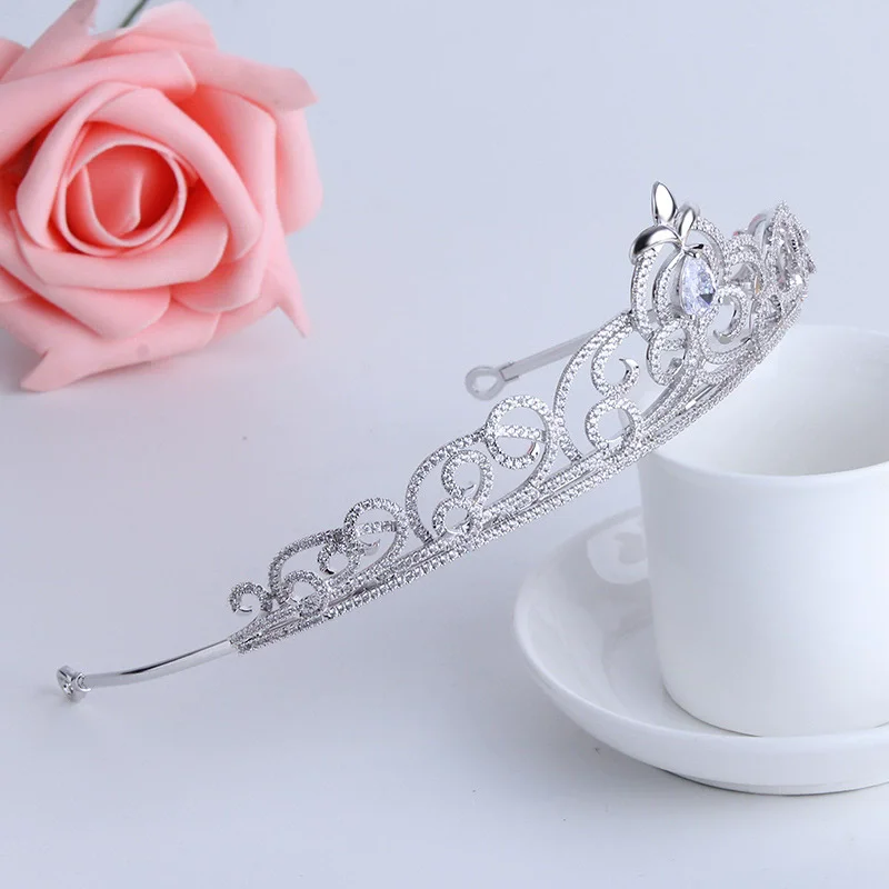 Wedding Jewelry Girls' Birthday Crown Headdress High-end Crystal Zircon Crown Headband Children's Performance Headband Hair Acce