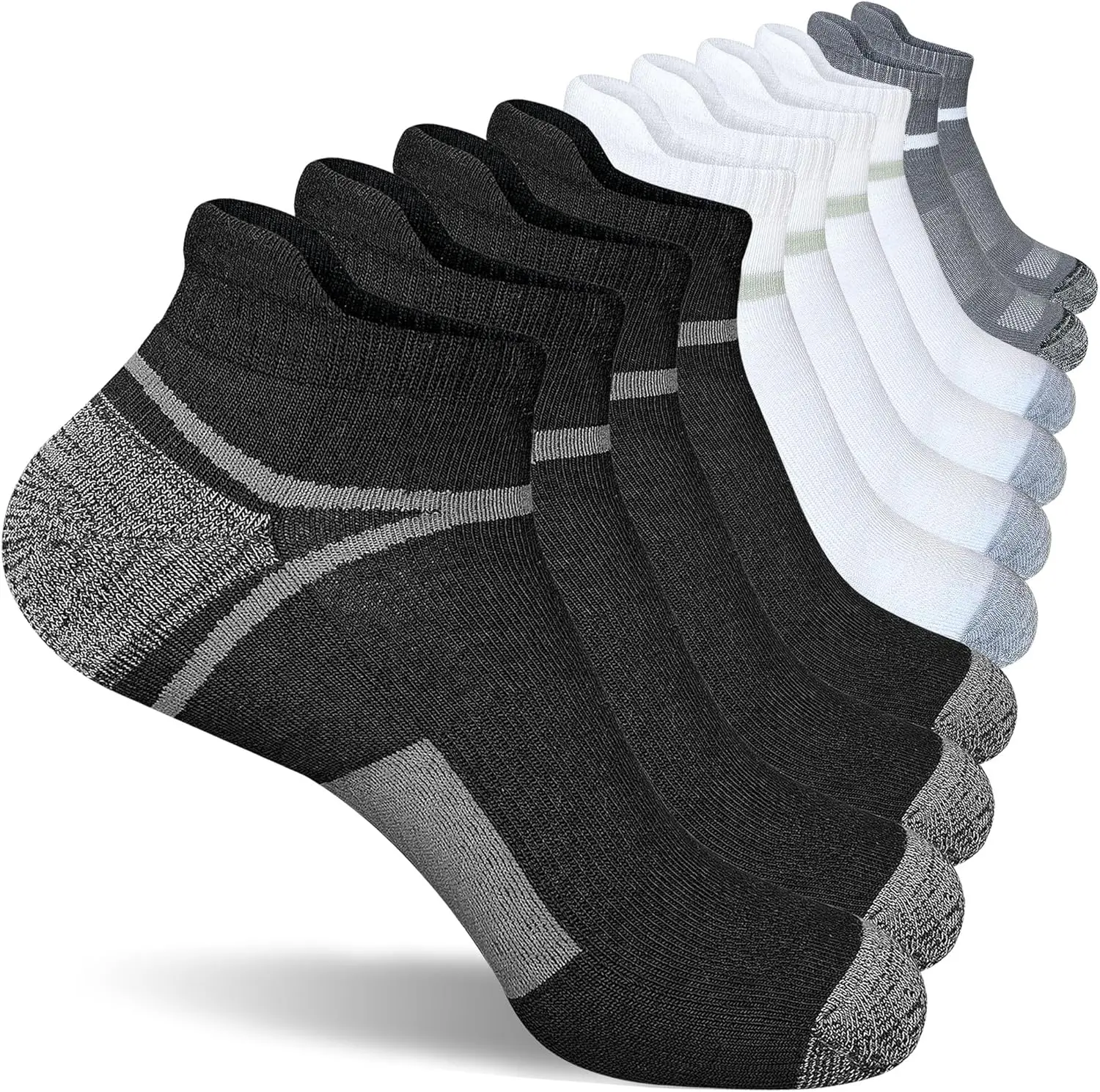 

Men's Athletic Cushioned Ankle Socks, 5 Pairs Comfort Wicking Anti-Blister Running Socks