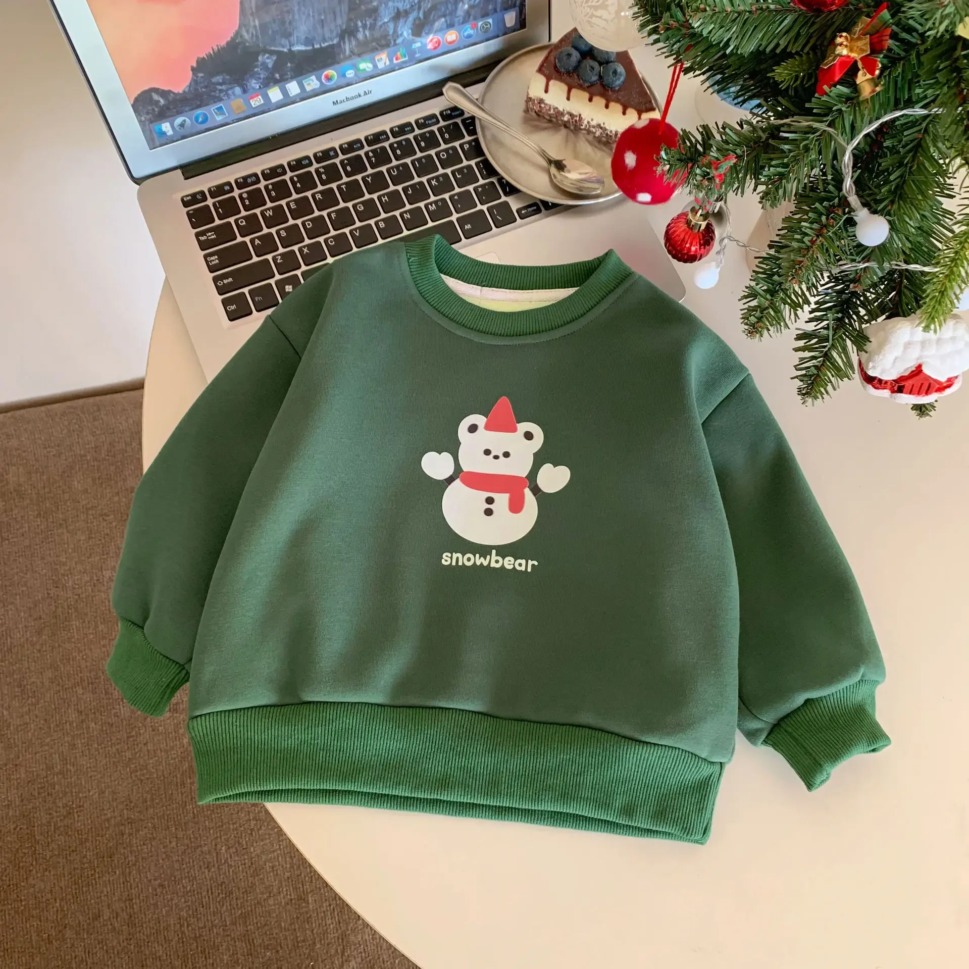 Christmas Kids Sweatshirts Autumn Winter Children\'s Plush Christmas Children\'s Clothing Baby Cartoon Warm Sweatshirts Tops