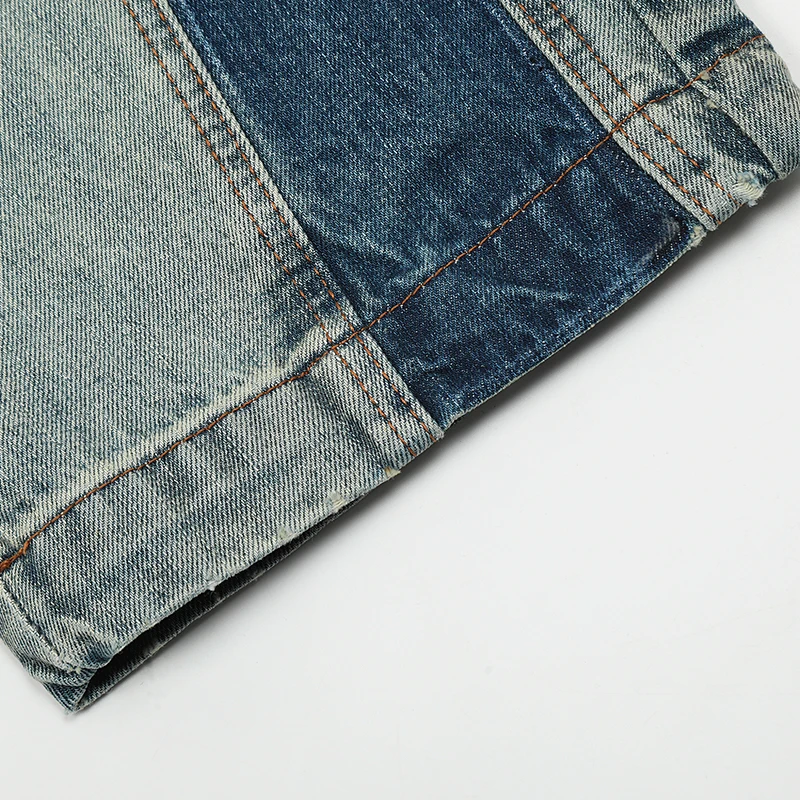 UPRAKF Zip Jeans Pocket Blue Streetwear Denim Pants Casual Straight-leg Fashion Trousers Fit Summer Wide Leg