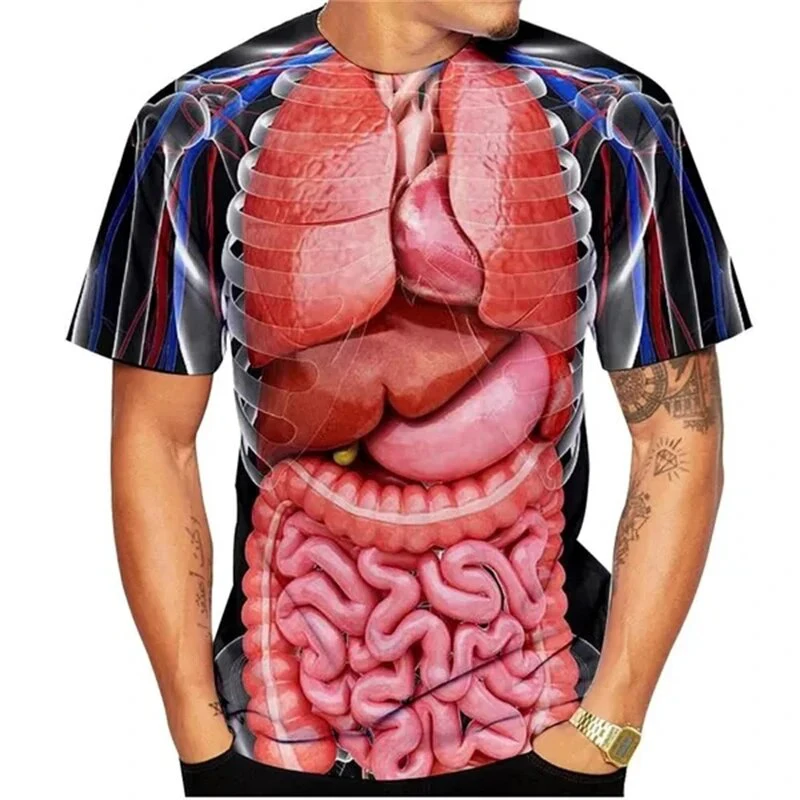 

Skeleton Internal Organs 3D Print T-Shirts Streetwear Men Women Fashion Short Sleeve T Shirt O-Neck Male Tees Tops Clothing