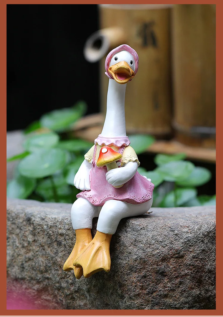 

Garden Cartoon Reading Couple Duck Resin Figurines Outdoor Courtyard Garden Landscape Decoration Handicrafts Waterproof Gift