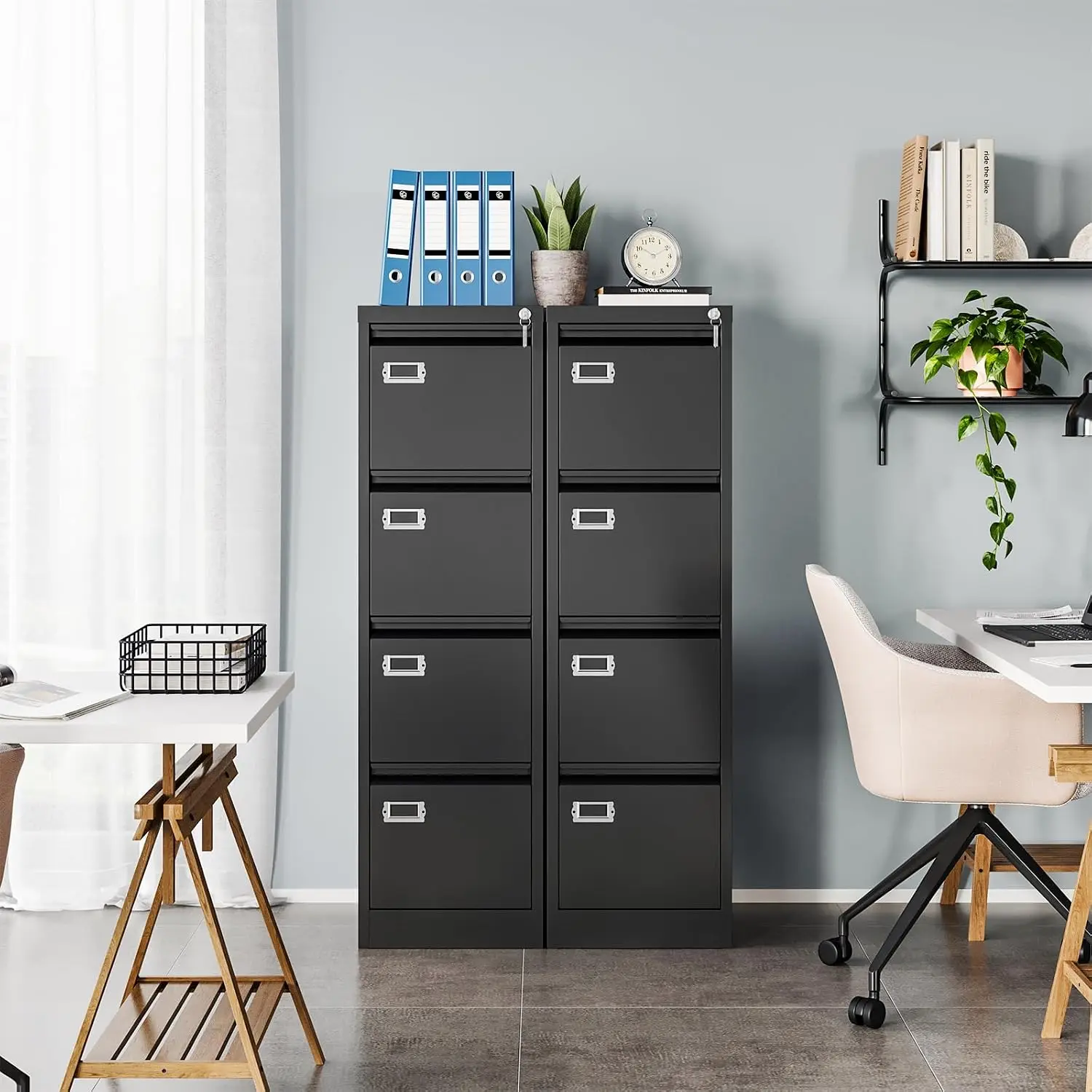 4 Drawer Metal File Cabinet with Lock, Vertical Office Storage for Letter Legal A4 Folders, Customized