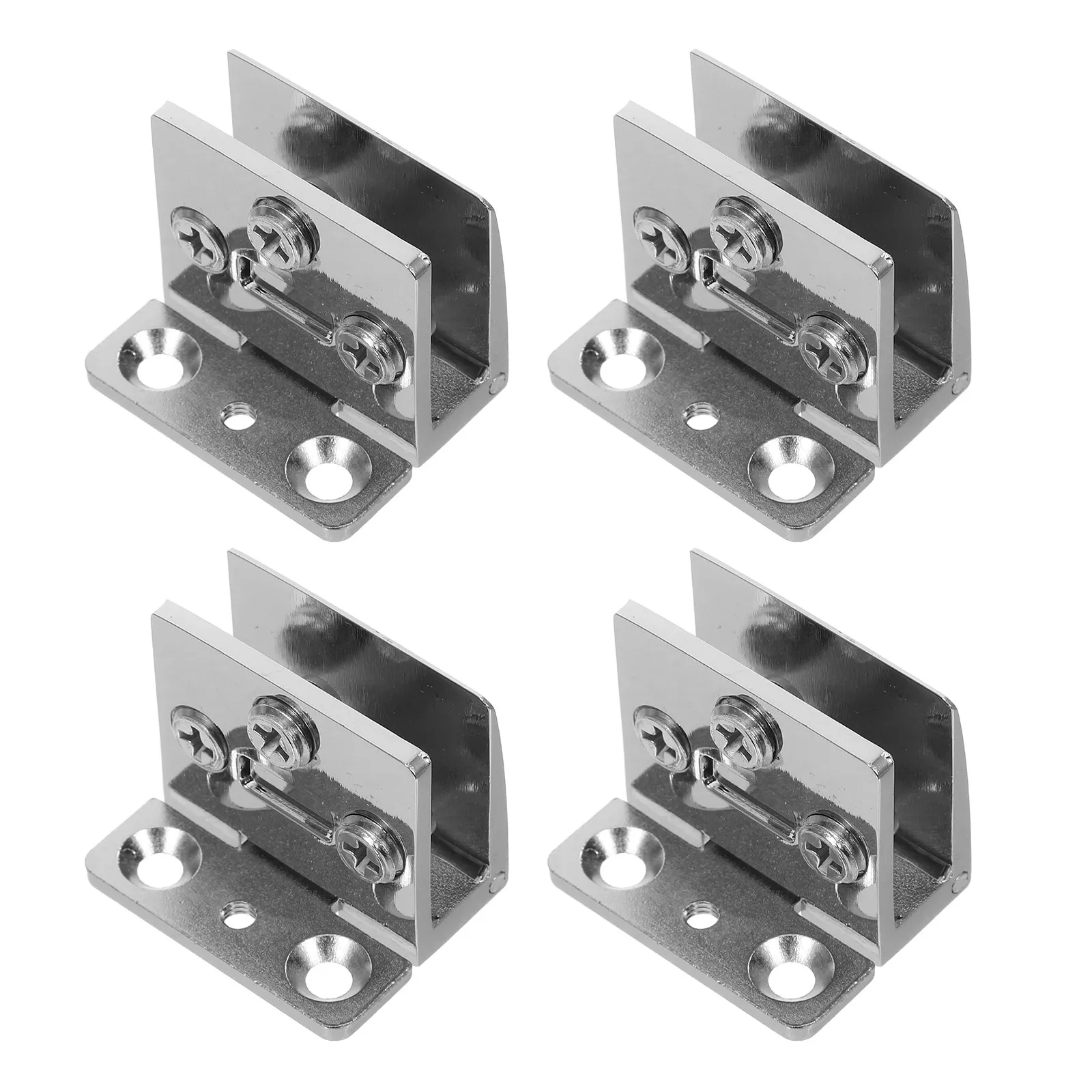 4Pcs Glass Door Hinges Clamp Stainless Steel No Drilling for 3-8Mm Tempered Glass Cabinet Doors Wine Bathroom Shower
