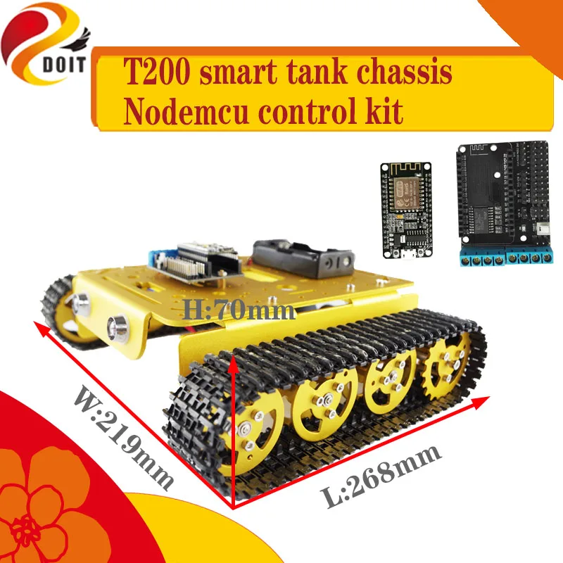 Wireless Nodemcu Control 2WD T200 Metal Smart Crawler RC Tank Chassis Kit High Torque DC Motor DIY For Arduino Free Source Code