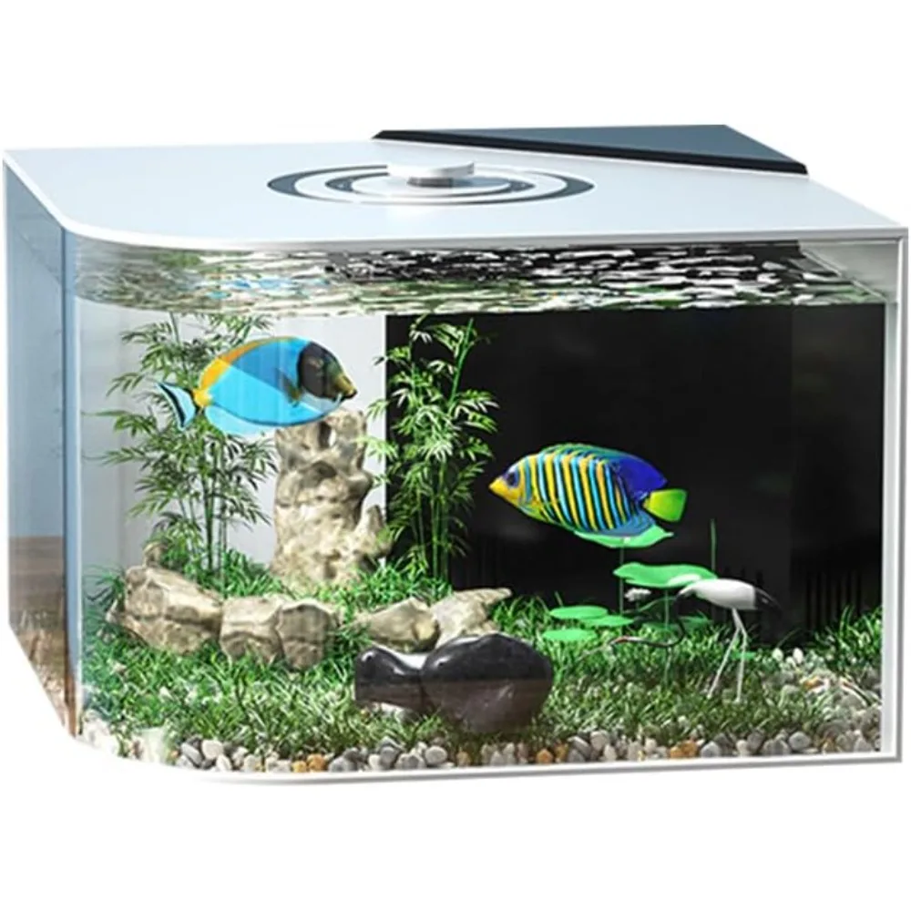 

8.55-Gallon Acrylic Fish Tank with air Pump,Self Cleaning Aquarium with Light for Tabletop or Desktop Display