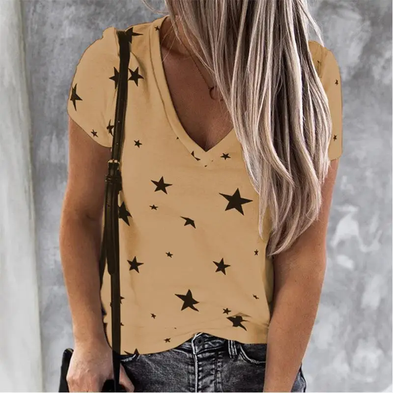 Dames ort Sve T-shirt Top Loose Fit Polyester Stof Gedrukt Ontwerp Zomer Faion Vrijetijdskleding Dames T-shirt