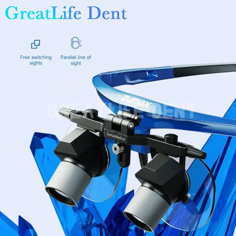 GreatLife Dent 3X4X5X ZUMAX DFK Dentisit Surgical Headlight Surgery Beyond Vision Dental Magnifier Refractives Binocular Loupes