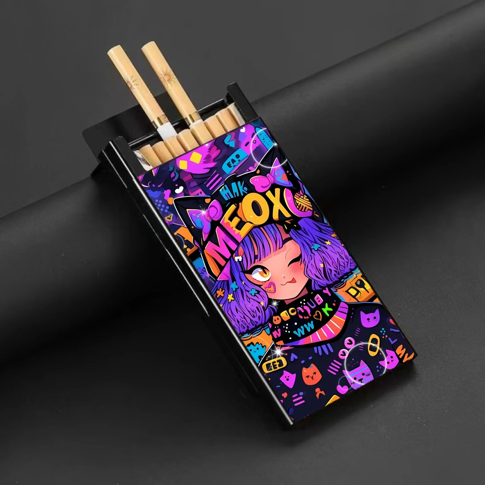 Creative Graffiti Girl Aluminum Cigarette Case,ultra-thin pocket case for standard cigarettes,metal ordinary cigarette holder