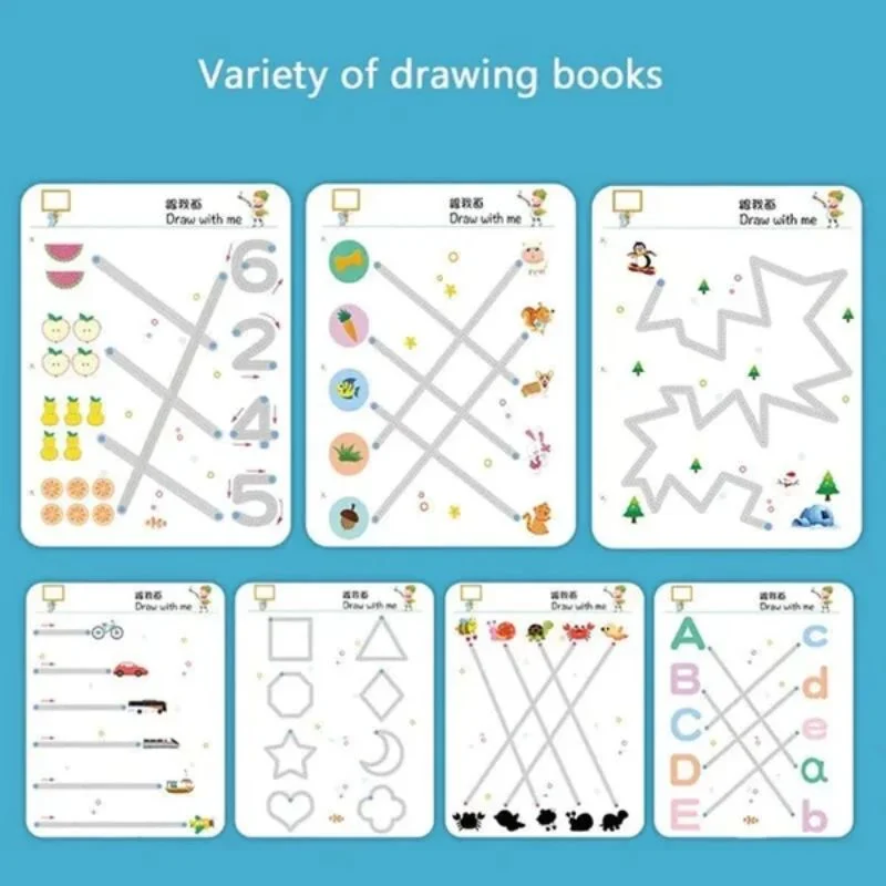 Magical Tracing Workbook Set Drawing Pens And Eraser Reusable Magic Practice Copybook Montessori Writing Painting Learning Toy