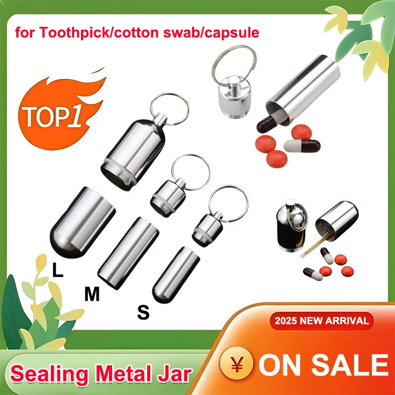 Aluminum Alloy Sealed Tablet Storage Box Mini Waterproof Sealing Jar Outdoor Portable Pill Box Container Capsule Pill Tank Case