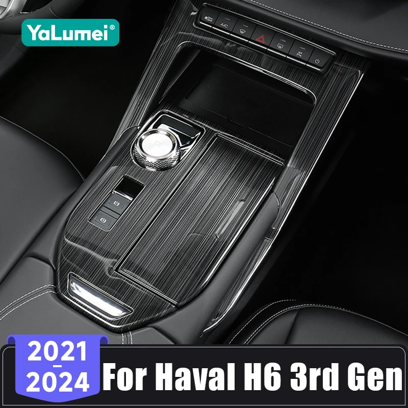 Für Haval H6 3. Generation GT DHT-PHEV 2021 2022 2023 2024 Edelstahl Mittelkonsole Schalthebelabdeckung Aufkleber Zubehör