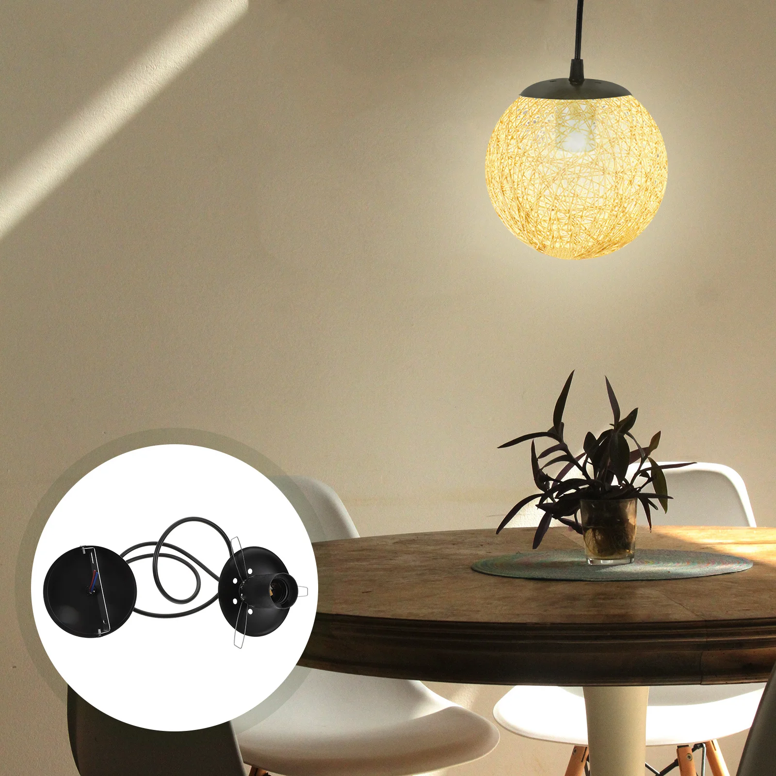 

1pc E27 Screw Lamp Socket Pendant Light Holder Iron Pvc Material Self-Locking Hanging Bulb Socket For Ceiling Home Decor