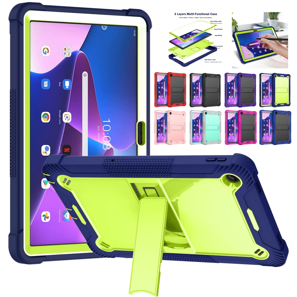 Funda a prueba de golpes para IPad Air 4 5 10th Pro 11 12,9 2018 2022 10,2 7th 8th 9th 2021 9,7 2018 Mini 4 5 6, Funda con soporte para niños