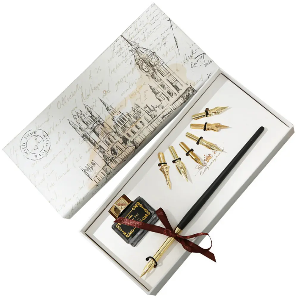 conjunto-de-canetas-de-caligrafia-retro-premium-kit-de-escrita-e-desenho-canetas-de-assinatura-presente-com-tinta-conjunto-de-canetas-retro