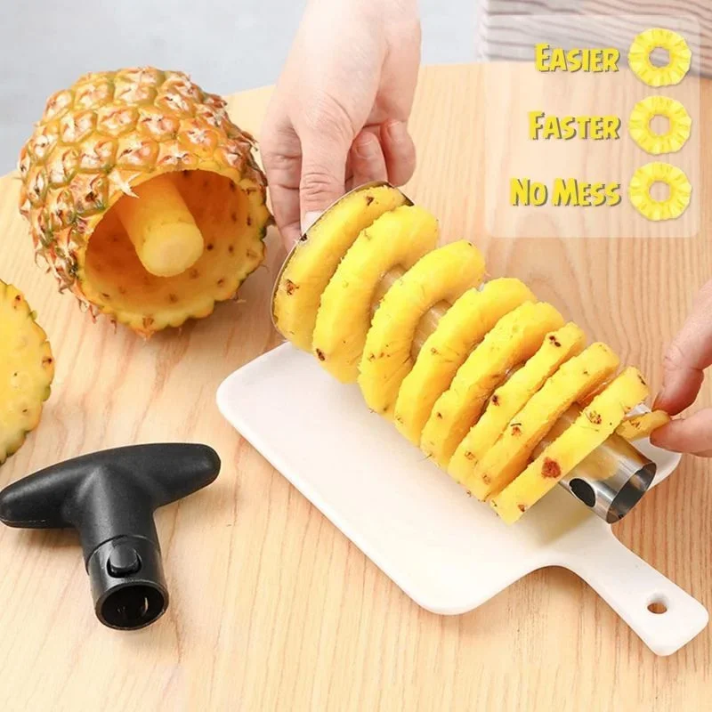 Taglierina per ananas Affettatrice per ananas in acciaio inossidabile Estrattore per ananas Pelapatate Separatore di nucleo Pelapatate rotativo a spirale