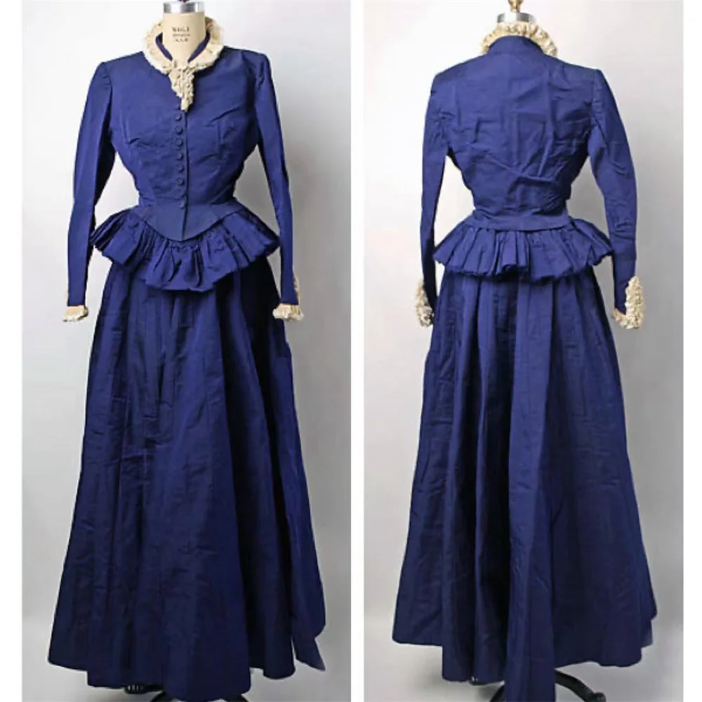 

Викторианское синее платье герцогини 1942 года, королевская королева, принцесса, историческая реконструкция, бальное платье