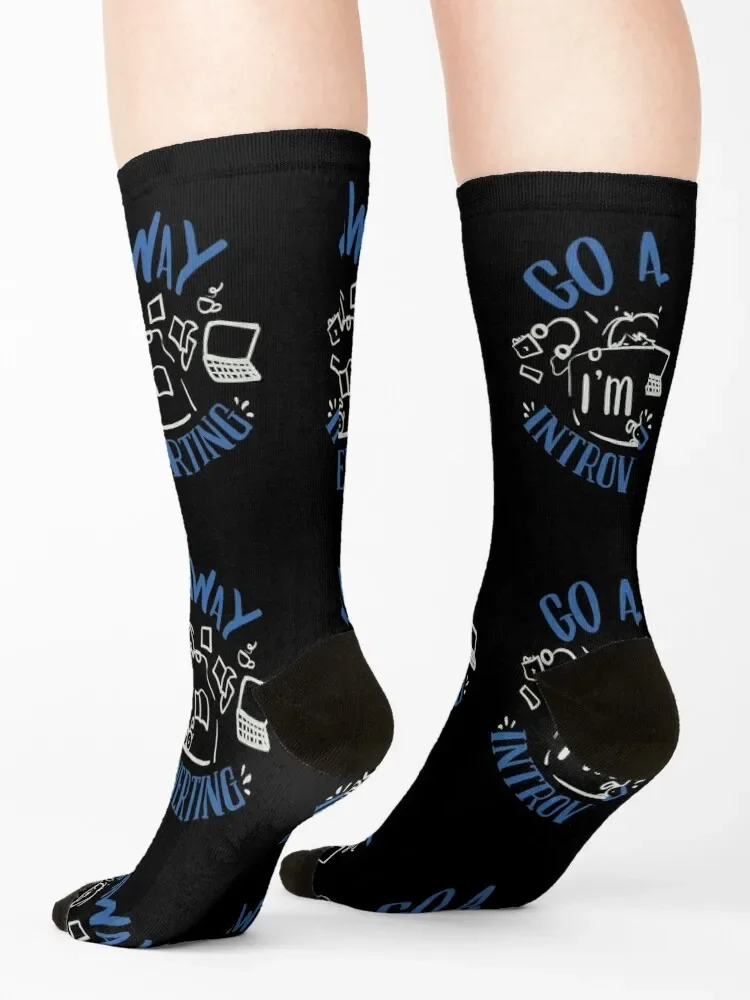 Go Away Im Introverting Socks with print gym hockey christmas gift Women's Socks Men's