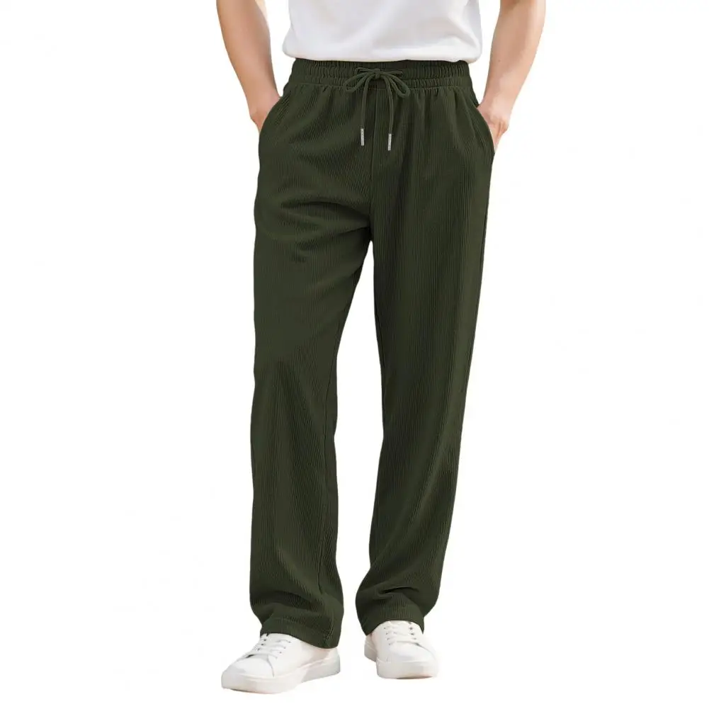 Mens Corduroy Pants Men's Corduroy Baggy Sweatpants Drawstring Waist Joggers Straight Leg Athletic Pants for Gym Workout Casual