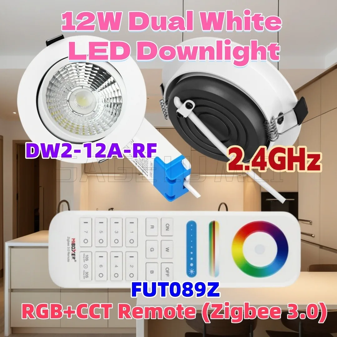 

НОВЫЙ DW2-12A-RF FUT089Z Zigbee 3.0 Miboxer 12 Вт двойной белый светодиодный потолочный светильник 2,4 ГГц пульт дистанционного управления автоматическое передача сигнала AC100 ~ 240 В