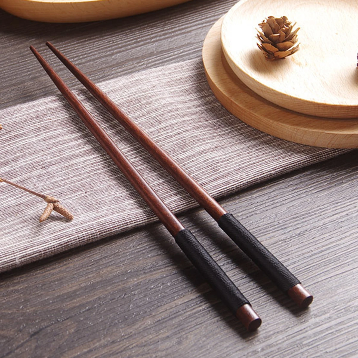 Natural Handmade Wood Chopsticks China Eating Ware Chop Sticks With String Wood Teableware Kitchen Supplies New Arrival