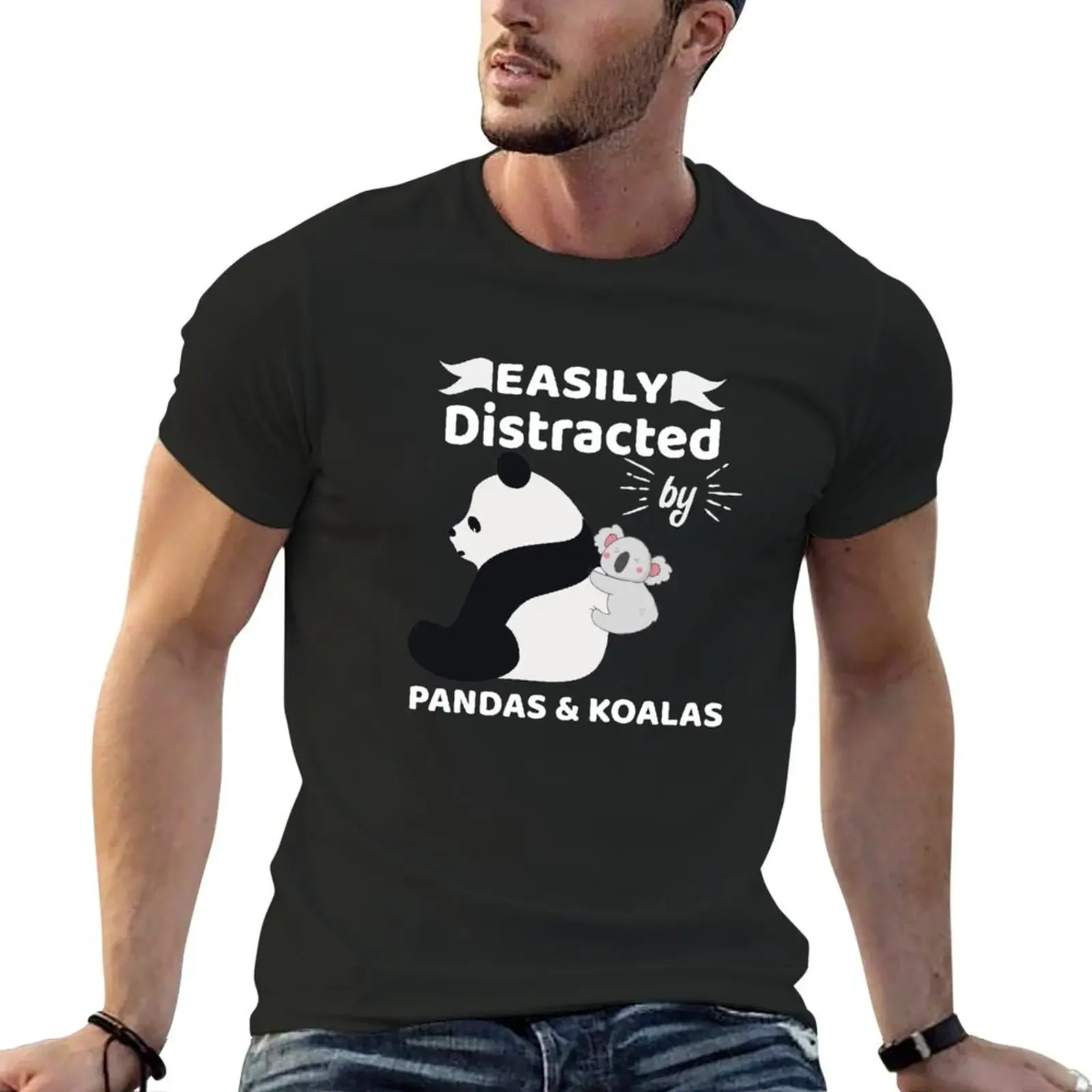 Easily Distracted By Panda And Koala product T-Shirt customs vintage t shirts mens t shirts pack