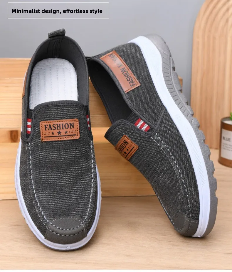 Herren-Slipper aus Canvas, lässige Freizeitschuhe, rutschfeste, dicke Sohle, bequeme Sneaker zum Gehen, leichte Alltagsschuhe für den Außenbereich. – Detail 2