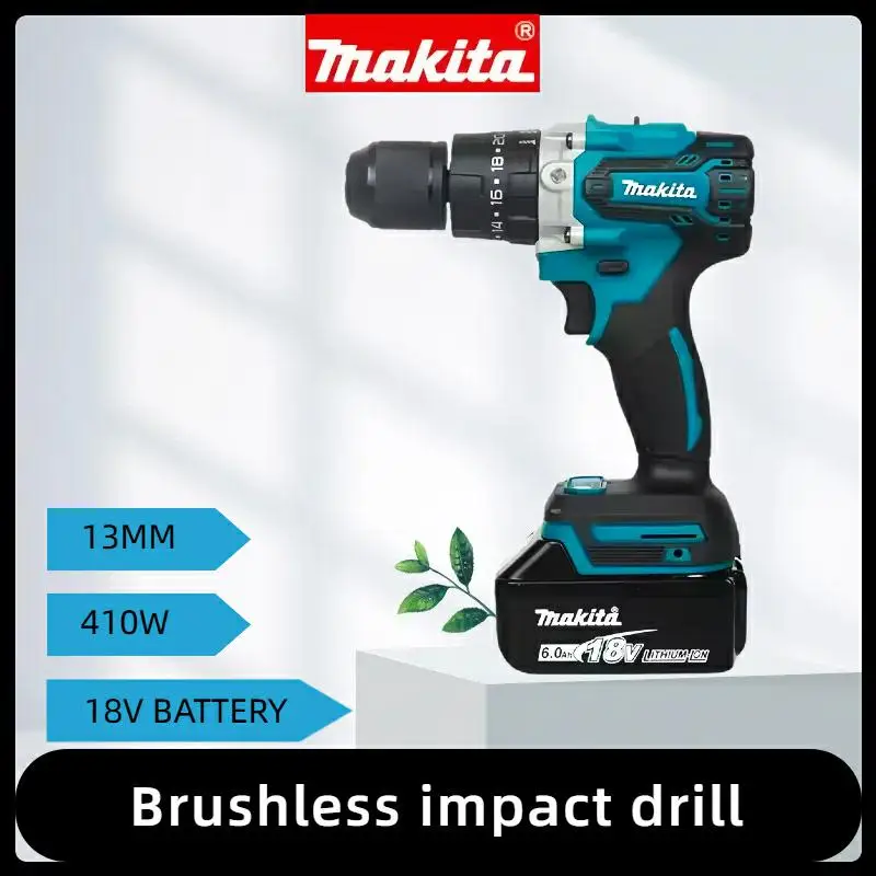 Makita DDF487 18V Brushless Cordless Impact Drill, 13mm Chuck, Large Torque Rechargeable Electric Screwdriver