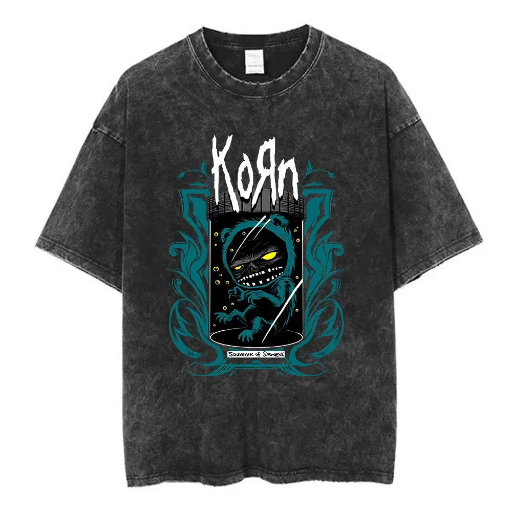 Washed Vintage Korn Follow The Leader Tour 2025 T Shirts Men Women