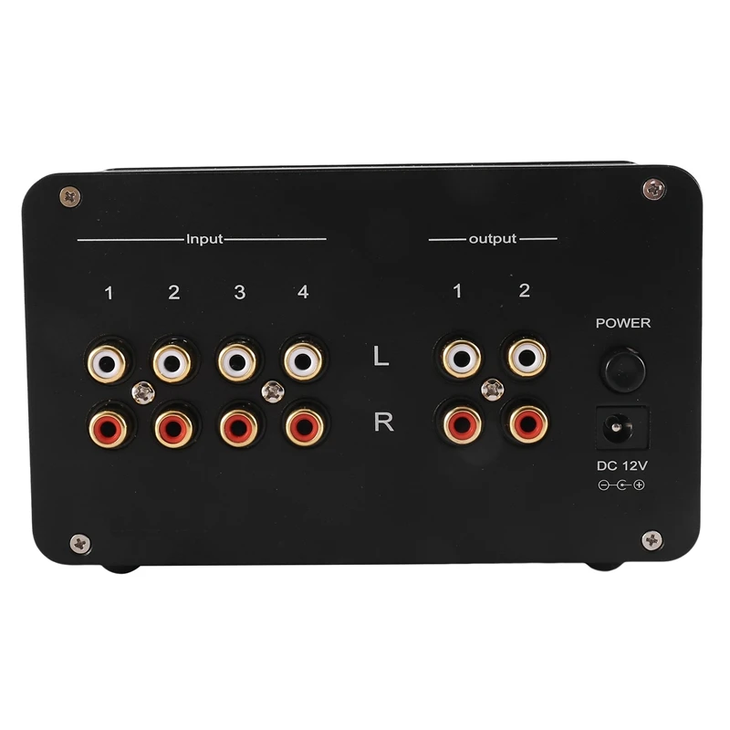4-Input 2-Output HIFI Preamp High-Bass ปรับเครื่องขยายเสียงในตัว VU ระดับเมตร US Plug