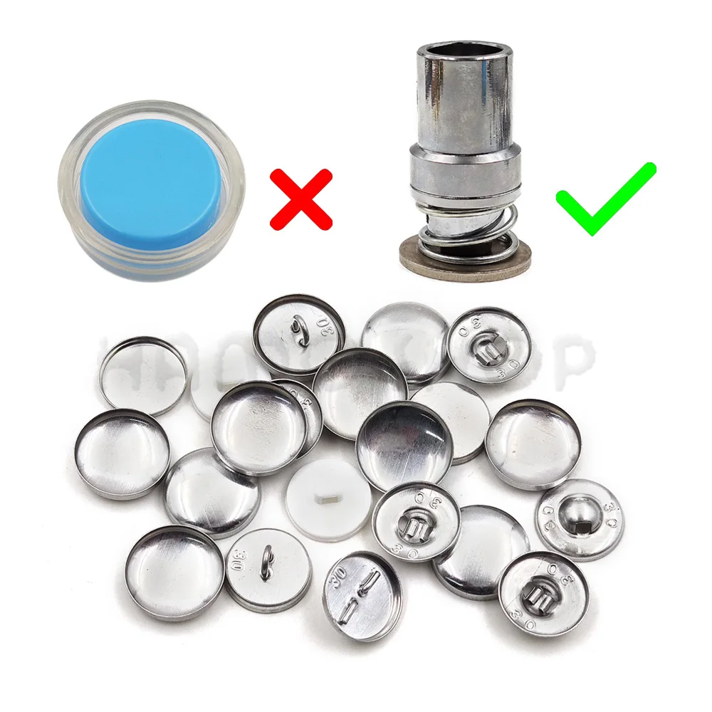 100Set/lot #16-60 Round Aluminum Covered Button Metal Bread Shape Cloth Fabric Cover Buttons With Tool For Handmade DIY Sewing