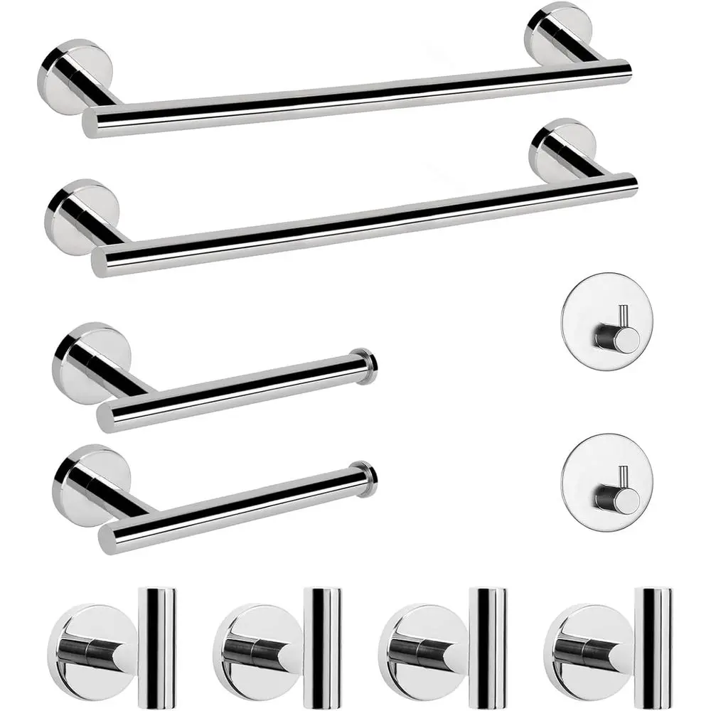 

Набор сантехнической фурнитуры для ванной из нержавеющей стали SUS 304 - Набор для полотенец с 16 крючками, держателем для туалетной бумаги, многофункциональными крючками, 10 предметов