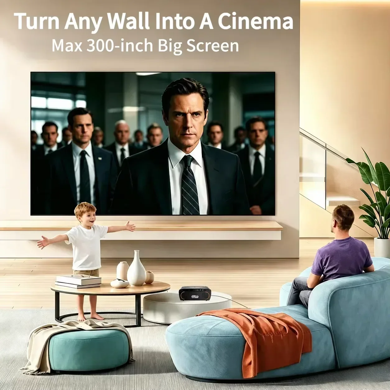 S7+ Projektor 4K 4200 ANSI Google TV Android 14 Smart Home Theater Autofokus WiFi 6 Podwójne Głośniki Projektor Filmowy Dnia 4K — zdjęcie produktu 5