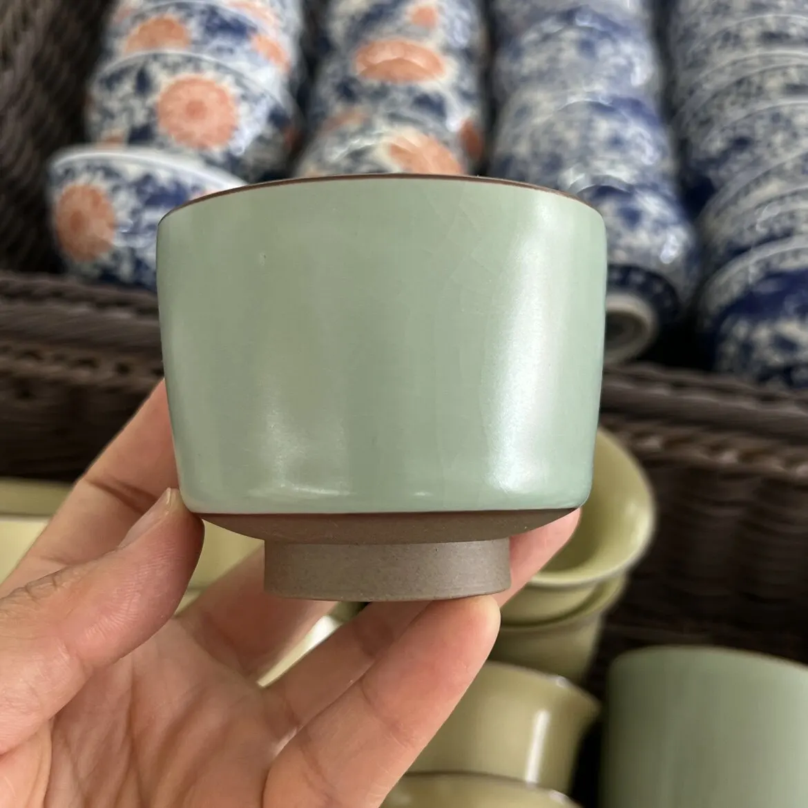 High-End Ru Ware Tea Cup Single Cup Kombucha Tea Cup Single Owner Ru-Porcelain Cup Tea-Soaked Crack Ceramic Tea Bowl