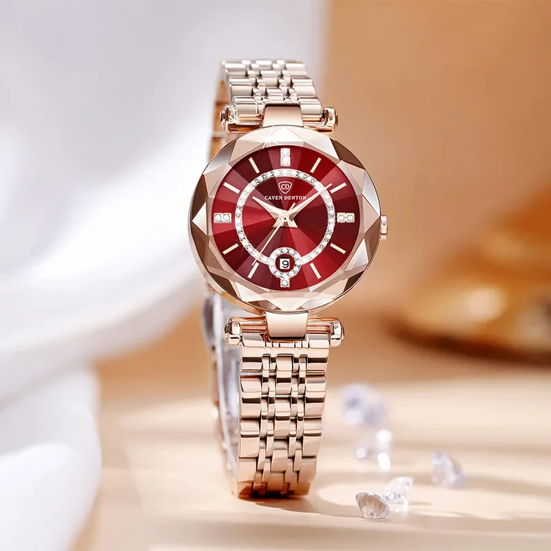 

High Quality Ocean of The Heart Women's Quartz Watch Calendar Star Diamond Face Solid Steel Belt Waterproof Women's Watch