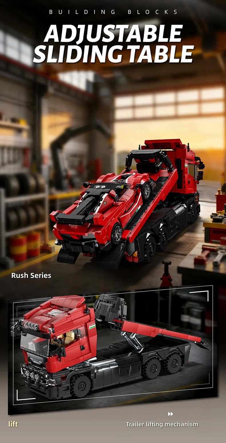 Technische Bausteine LKW-Sets Anhänger Autos Transportfahrzeug Kreative MOC Bauspielzeuge Geburtstagsgeschenke für Erwachsene 1728 Teile Modell – Detail 5
