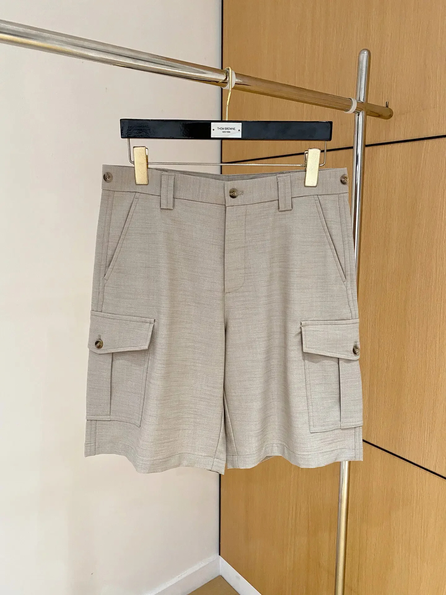 Italian BC old money style gentleman casual solid color simple tooling five-point pants