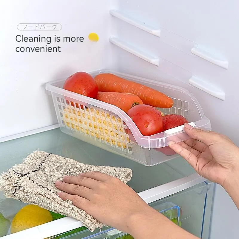 4pcs Home Transparent Refrigerator Storage Compartment Thickened Plastic Food Storage And Organization Box Storage Basket