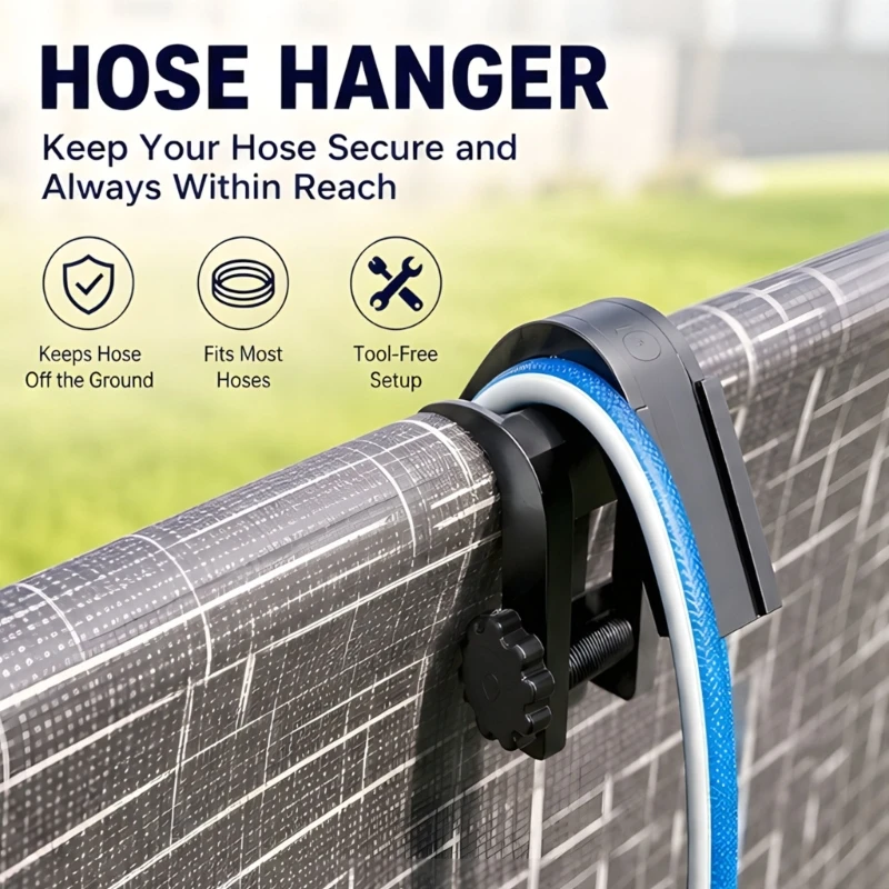 Garden Hose Clamp Guide with Hand-Tightened Screws, U-Shaped Support, and Secure Mounting for Bucket, Fence, and Wall Use D2RD