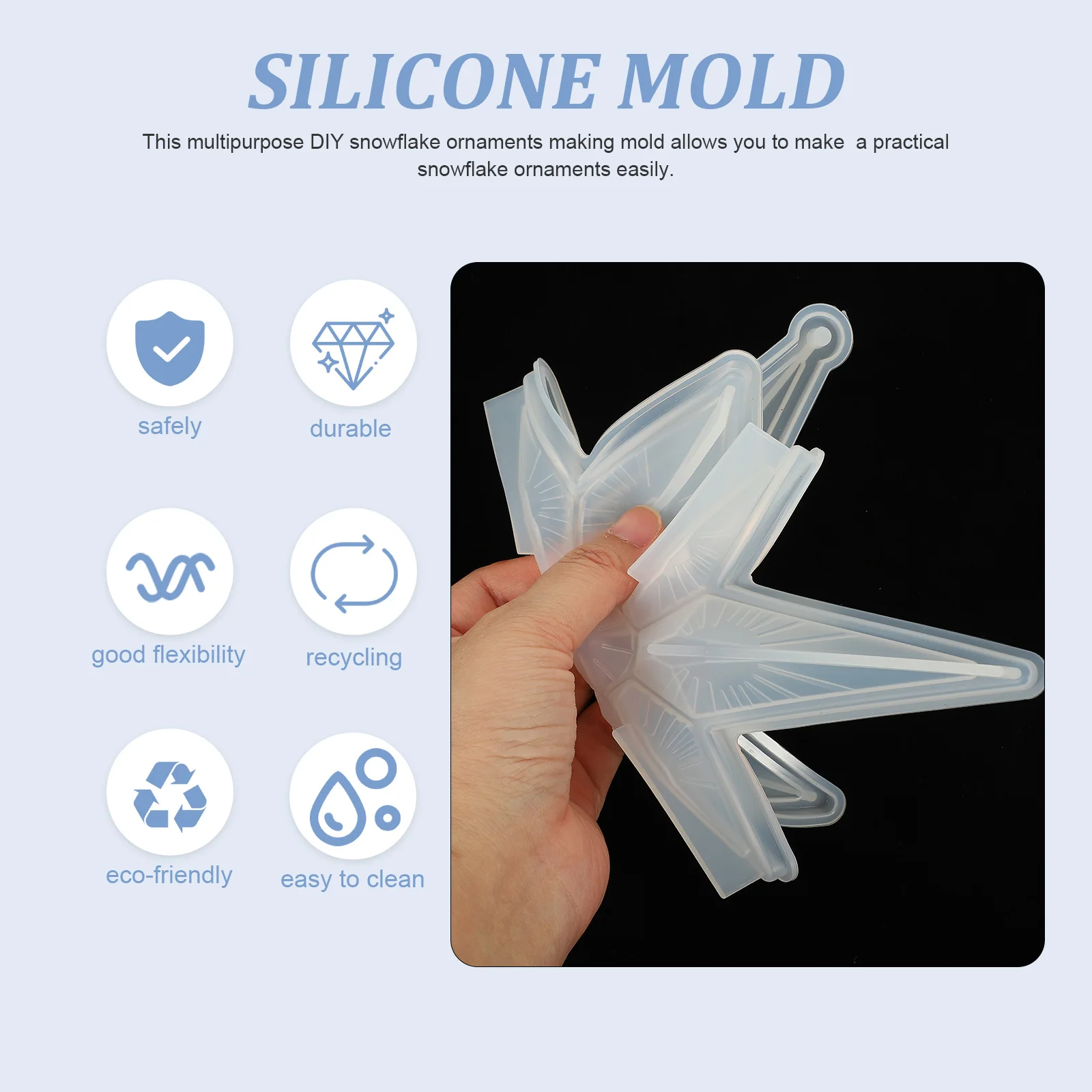 

2 Pcs Snowflake Silicone Mold for DIY Crafts Decor Balloon Snowflakes Mould Silica Gel Ornament Resin