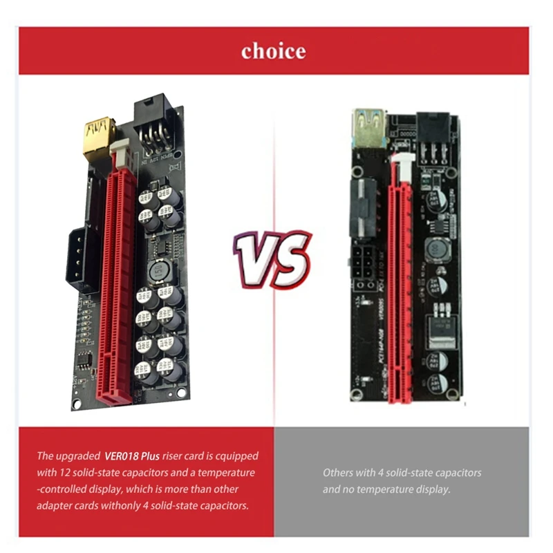 2 قطعة VER018 Plus PCI-E بطاقة الناهض PCIE X1 إلى X16 USB 3.0 SATA كابل الطاقة الناهض محول لبطاقة الرسومات GPU التعدين