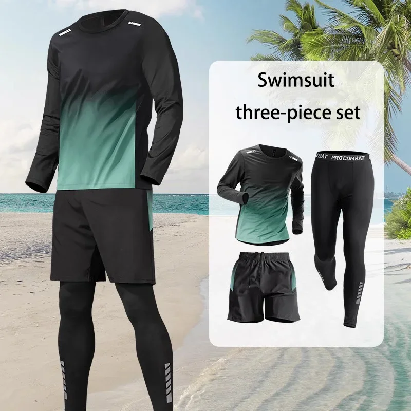 

Swimsuit suit men and women, sunblock long sleeve trousers swimming jacket, diving clothing with surf trunks