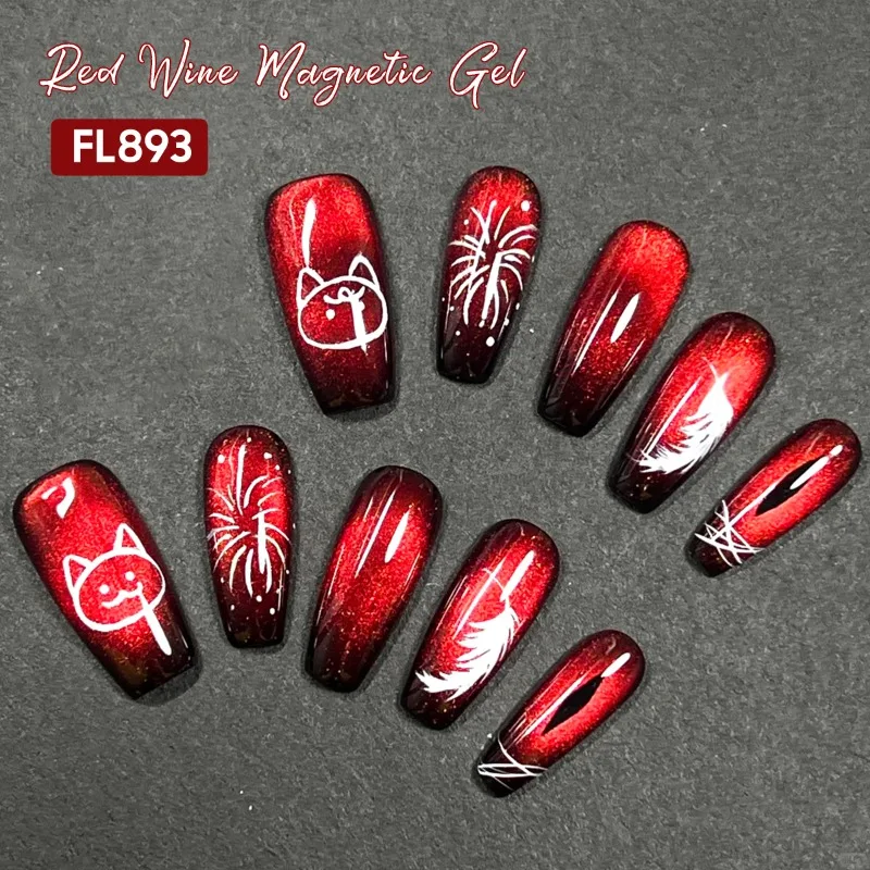 10 ml Rotwein Katze Magnetische Gel Nagellack Glitter Semi Permanent Soak Off UV LED Gel Lack Für maniküre DIY Nagel Liefert – Detail 1